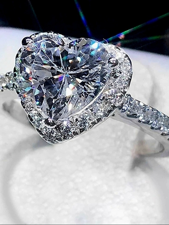 Jewelry - Engagement Ring 2.45 Ct Heart Shape halo Diamond stimulated, sterling silver 925